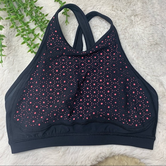 lululemon athletica Other - Lululemon Pink Black Lace Appliqué Sports Bra